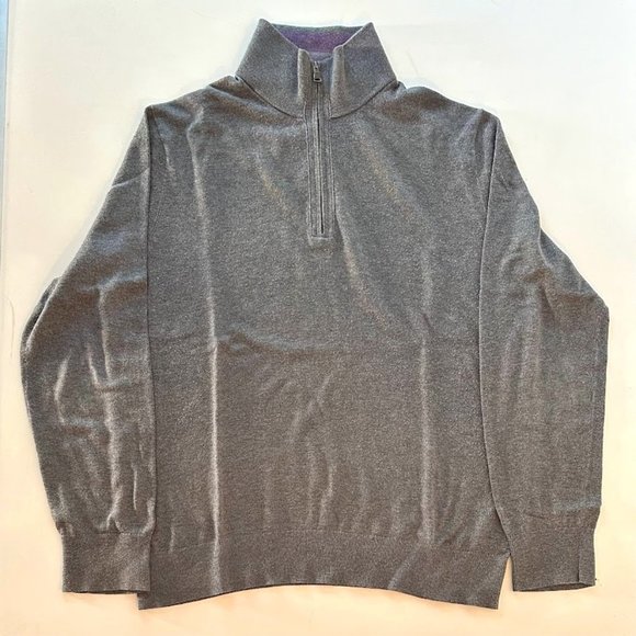 Banana Republic Quarter-Zip Sweater - Large - Grey - Picture 1 of 4